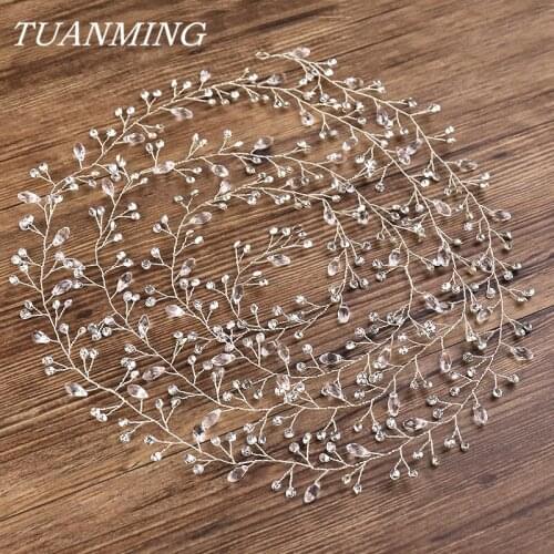 200 cm Long Crystal Headbands Pineapple Beads Crystal Bride Hair Bands Head Accessories Women Wedding Hair Jewelry