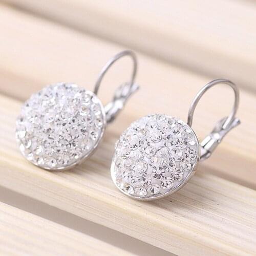 2021 Fashion personality jewelry Crystal from Swarovskis Simple Titanium Steel Inlaid Crystal Earrings Fit Women and female