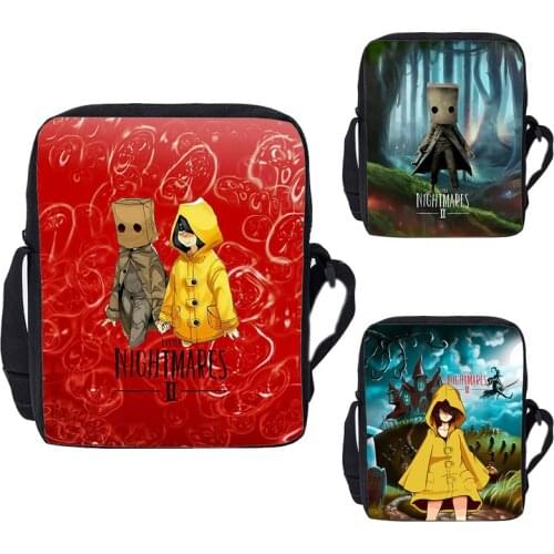3D Print Little Nightmares 2 Shoulder Bags Women Zipper Canvas Fashion Handbag Crossbody Bags for Children Teenage Bookbags