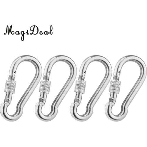 4pcs Lightweight Screw Locking Carabiner Durable Hammock Hanging Buckle Clip Hook for Climbing Caving Swing Install
