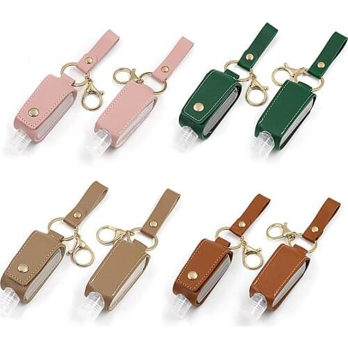 4pc 30ml Hand Sanitizer Keychain Holder Empty Bottle Refillable Liquid Container Bottle with Keychain Carrier for Travel Outdoor