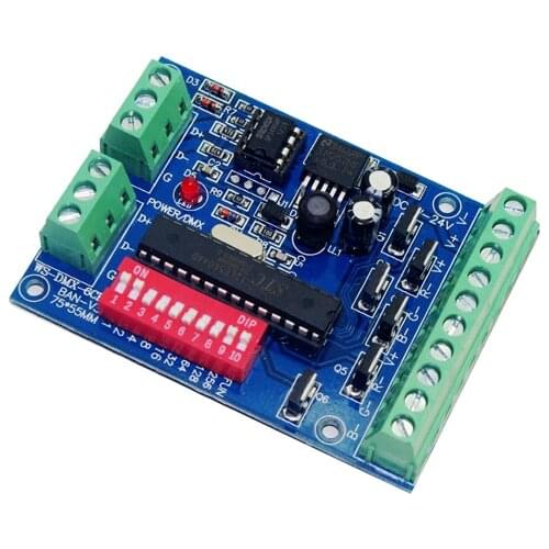 6 Channel Easy DMX LED Controller RGB DMX Decoder 6 CH 2 Groups DMX Dimmer LED DMX512 decoder driver DC 5v/12v/24v for LED Strip