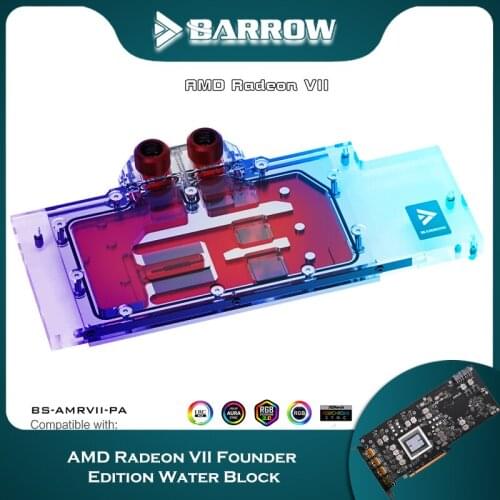 Barrow VGA Block For AMD Radeon VII, GPU water-cooled heatsink for AMD Radeon VII card, 5v A-RGB optical connector BS-AMRVII-PA