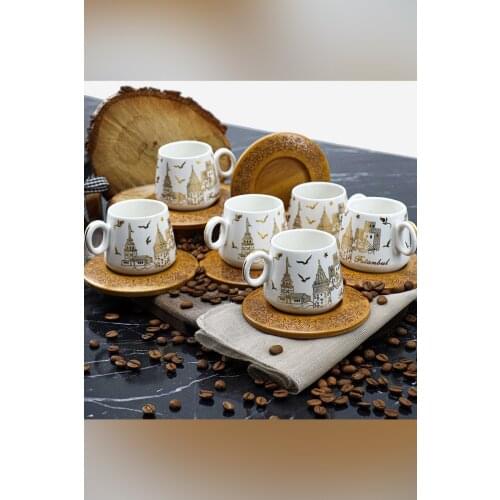 White Istanbul Turkish coffee Cup Pad 12 Piece 6 Personality