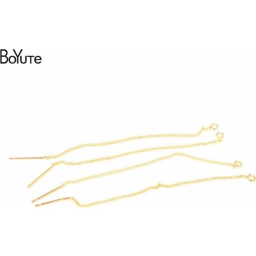 BoYuTe One Pair Real Gold Plated Chain Ear Wires Earrings Diy Jewelry Accessories Handmade Materials