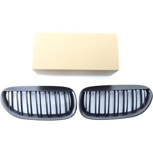 Black Double Line Front Kidney Grille Grill for BMW E63 Durable