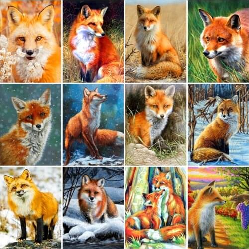 Diamond Painting 5d Fox DIY Embroidery Cross Stitch Set Animal Mosaic Handicraft Home Decor Kits Diamont Drawing By Children
