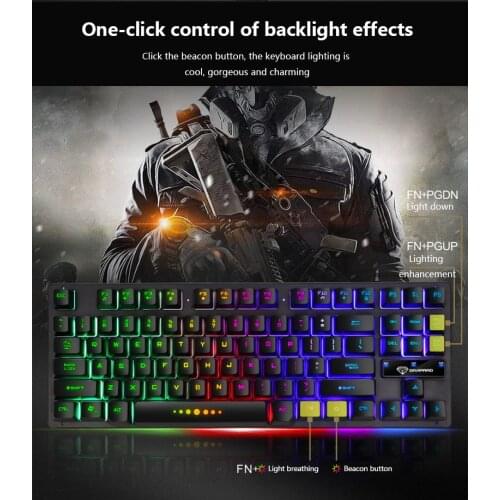 GK-10 Luminous Characters Through 87-key Notebook Gaming Gamer Game Manipulator Mechanical Universal Keyboard For Computer