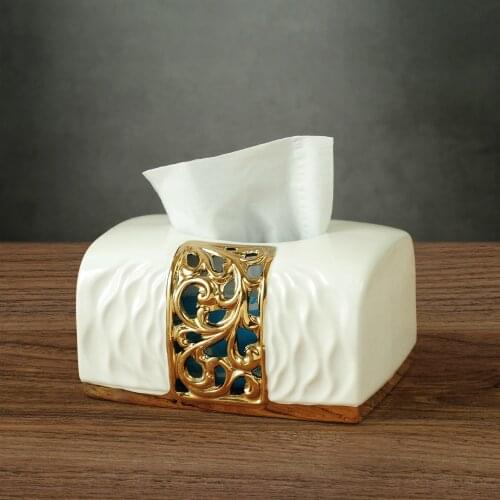 Chinese Tissue Box Ceramic Dining Table Home Napkin Pumping Luxury Living Room Coffee Table Desktop Decoration Home Furnishing