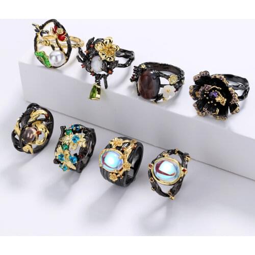 New Style 925 Silver Ladies Ring Moonstone Ladies Ring AAAA Zircon Jewelry Series Black Gold Luxury Elegant Bohemian Jewelry
