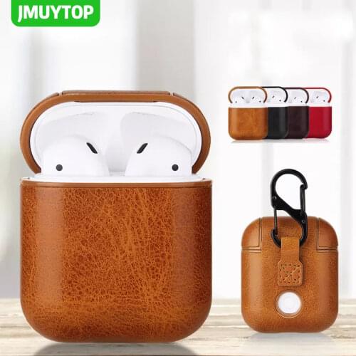 Leather Case For Apple Airpods 2 Strap PC+Leather Cover Cases with Buttons Leather Protective Skin for Airpods DropShipping