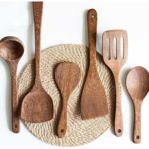 Kitchen Cooking Utensils Wooden Non-Stick Spoons Spatula Soup Spoon Cookware Cooking Tools Household Kitchen Accessories