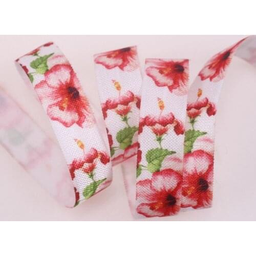 5/8" flower heat transfer printed foe elastic ribbon，100yards per lot