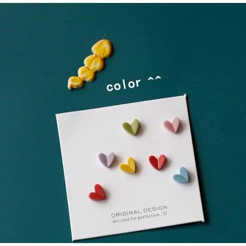 Ins Small And Exquisite Earrings Green Pink Yellow Red Blue Earrings Student Girl Style Cute All-match Gift For Friend