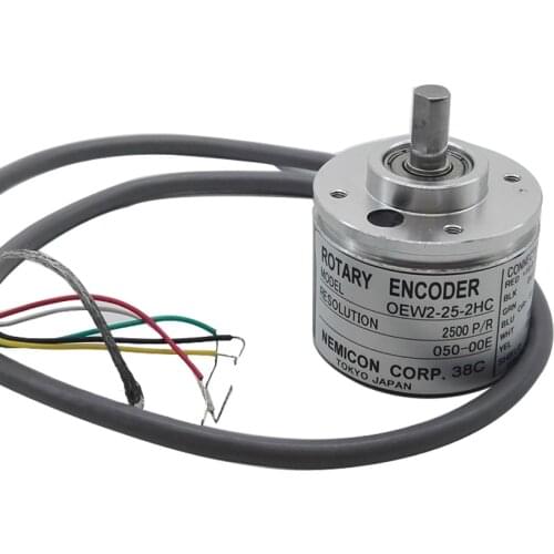 Mini NEMICON 38mm outer 6mm solid shaft incremental rotary encoder open collector output 100 300 500 1024 2500 pulse OEW2-25-2HC