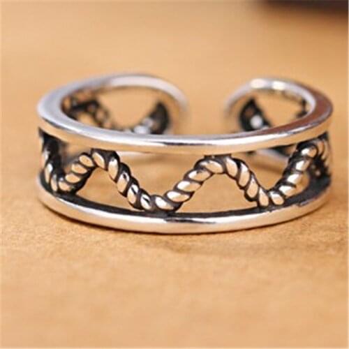 Miuoxion Retro Hollow Wave Ring Fashion Personality Punk Party Jewelry For Women Feature Namour Charm Gift All Seasons