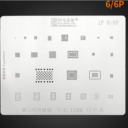 Multi-purpose BGA Reballing Stencil Kit for IP 6 6P 6S 6SP 7 7P IC Chip CPU Solder Tin Plant Net 0.12mm Thickness