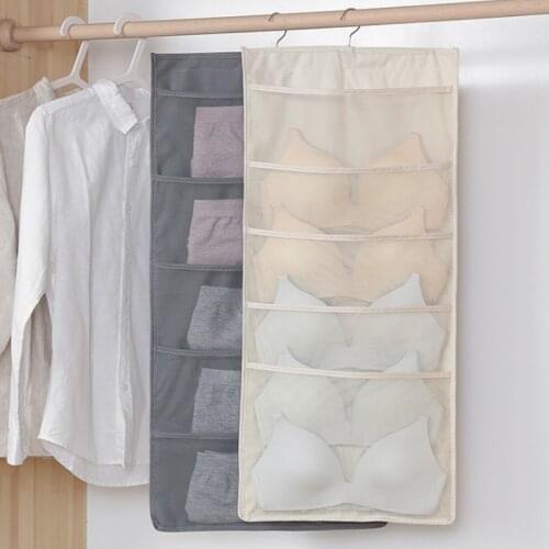 Multifunctional foldable clothing storage bag transparent hanging bag socks bra underwear rack hanger storage bag wardrobe stora