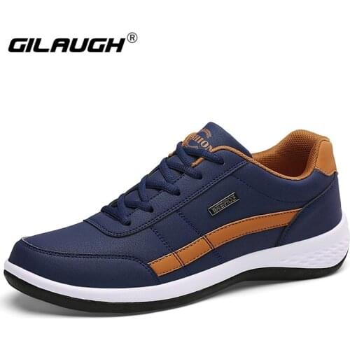 New Outdoor Men Casual Sport Shoes Comfortable Walking Sneakers Lace Up Breathable Running Sports Shoes Leather Mens White 2021