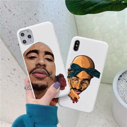 Rapper Tupac 2PAC Makaveli TPU Soft white Phone Cases for iPhone 12pro 11Pro 11ProMax X XR XS Max 8 7 6s Plus SE2020 12mini