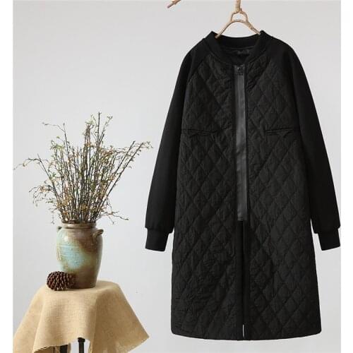 2021 New Autumn Winter Parka Coat Warm Jacket Women Clothes Thin Cotton Quilted Coat Plus Size Stand Collar Black Parkas A1561