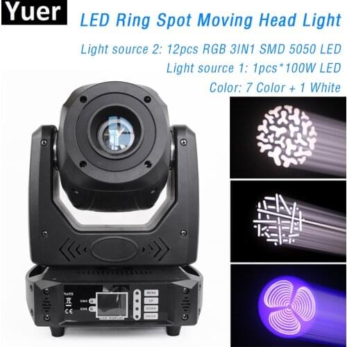New 200W LED Ring Moving Head Light RGB 3in1 DJ Bar Wedding Banquet Birthday Party Disco Stage Lights Multi-Pattern Effect Light
