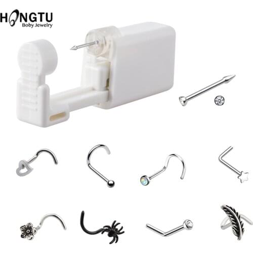 1PC Disposable Nose Piercing Gun Piercer Tool Kit Safe Sterile Piercing Unit for Gem Nose Ring Studs Body Jewelry Fast Shiping