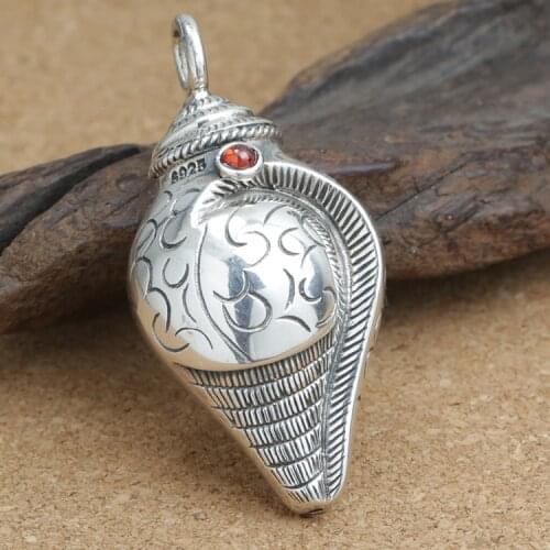 Wholesale S925 Sterling Silver Jewelry Retro Thai Silver Personality Auspicious Eight Treasure Conch Sweater Chain Pendant