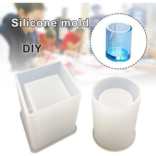 Silicone Mold Resin Epoxy AU Making Crystal Crafts Brush Pot Pen Holder Mould