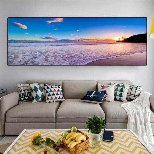 Blue Sky Sunsets Sea Beach Wave Landscape Canvas Painting Poster and Prints Scandinavian Style Wall Art Mural for Living Room