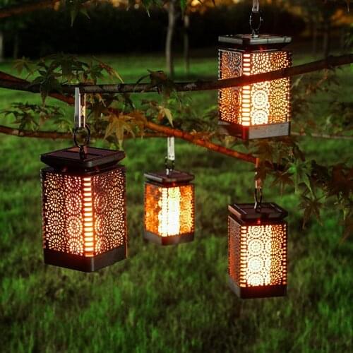 Retro Simulation LED Solar Flame Light Garden Decorative Landscape Light Outdoor Waterproof Garden Decorate Hanging Lamp