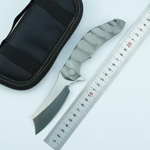 Magic chav D2 blade TC4 titanium Flipper Tactical ball bearing folding knife camping hunting outdoor survival knives EDC tools