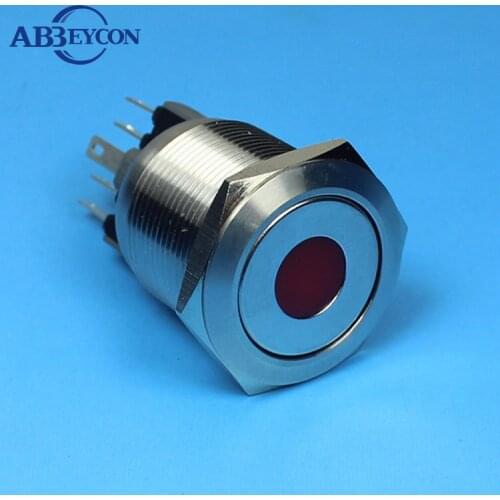 TY 2211F 22MM 12V dot blue LED momentary metal push button switch