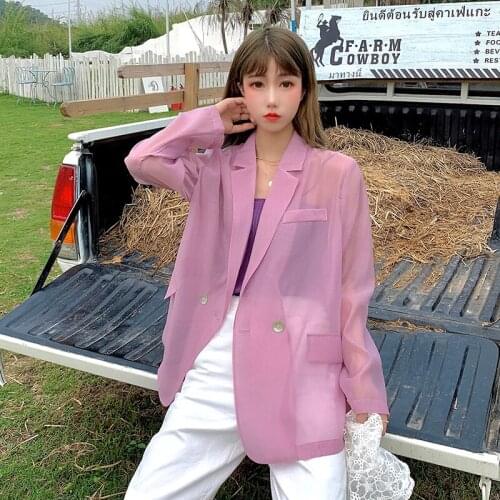 Korea Summer Thin Summer Suit Jacket Chic Lady Harajuku Boho Blazer Women Casual Sun Sunscreen Clothing Plus Size Streetwear