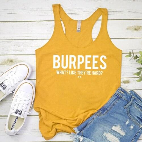 Womens Flowy Racerback Funny Gym Workout Shirt Sleeveless Linen Tanks Vest Burpees What Like They're Hard Tank Top