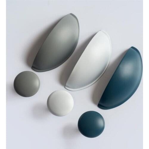 1Pc Childrens Room Cabinet Door Handle American Shell Wardrobe Shoe Cupboard Knob Handles White Blue Gray Drawer Furniture