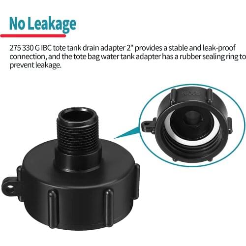 2 Pieces 275 330 G IBC Tote Fittings Tank Water Tank Connector 2 Inch Fitting Adapter IBC Tonnage Connection Joint and 3/4 Inch