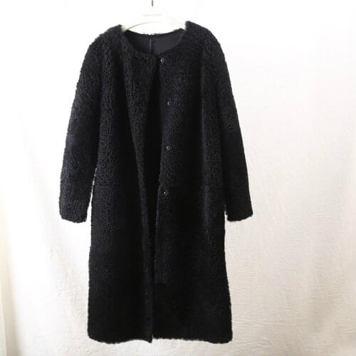 2020 Long Real Fur Coat Winter Jacket Women Natural Wool Fur Double Faced Fur Genuine Leather Merino Sheep Fur Outerwear Fashion