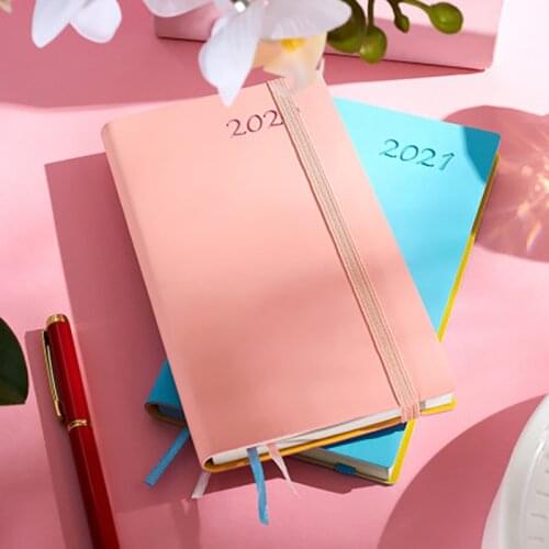 2021Bandage Notebook A6 Daily Schedule Timeline Diary Management Efficiency Manual Agenda Portable PU Material Notepad Gift