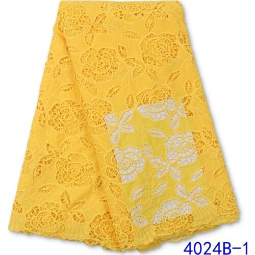 2021 Yellow Color High Quality Nigerian Lace Fabric For Modern Design Chiffon Lace Fabric For Women 4024B-1