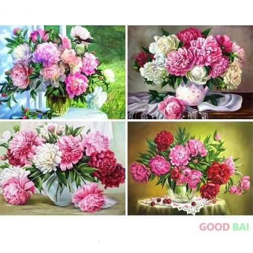 5d Full Diamond Painting Peony Flowers Embroidery Cross Stitch Kits Household Handmade DIY Home Decoration Crafts