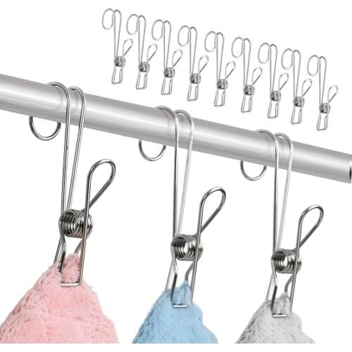 6pcs Stainless Steel Wire Clothespins Laundry Chip Wire Hanging Clips Hooks Clothes Pins Drying Rack Clips Curtain Clips Dropshi