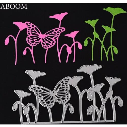 ABOOM 1PC 77MM*144MM Grass Flower ButterFly Die Cut Dies Embossing Folder Scrapbooking Album Card Cutting Dies Craft Machine