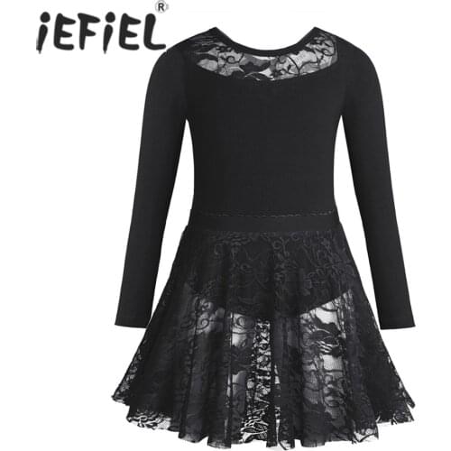 IEFiEL Ballet Tutu Costumes for Girls Long Sleeves Dancewear Class Gymnastics Leotard Kids Tutu Skirt + Bodysuit Fancy Ballerina