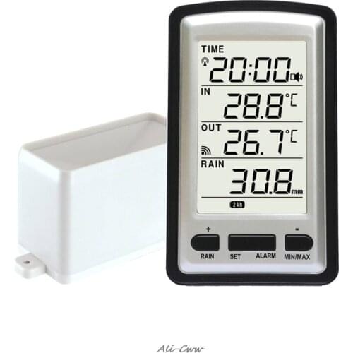 Wireless Rain Meter Gauge Weather Station Indoor/Outdoor Temperature Recorder