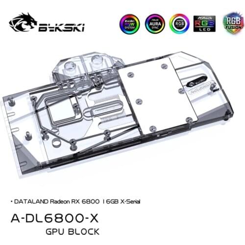 Bykski 6800 GPU Water Cooling Block For DATALAND Radeon RX 6800 Serial, Graphics Card Liquid Cooler, A-DL6800-X