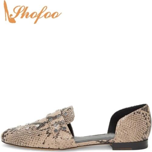 Large Size 11 16 Snakeskin Pattern Black White Rivets Flat Mules Woman Slip On Round Toe Ladies Summer Shoes Footwear Fashion