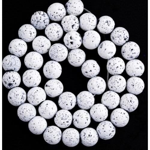 Natural Stone Beads White Lava Hematite Round Loose Beads For Jewelry Making Diy Bracelet Necklace Accessories 4 6 8 10mm 15"