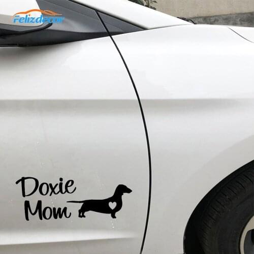 Doxie Mom Dachshund With Heart Cute Vinyl Car Decal Car Stickers Window Sticker Car Styling Truck Accessories Black/Silver C1136
