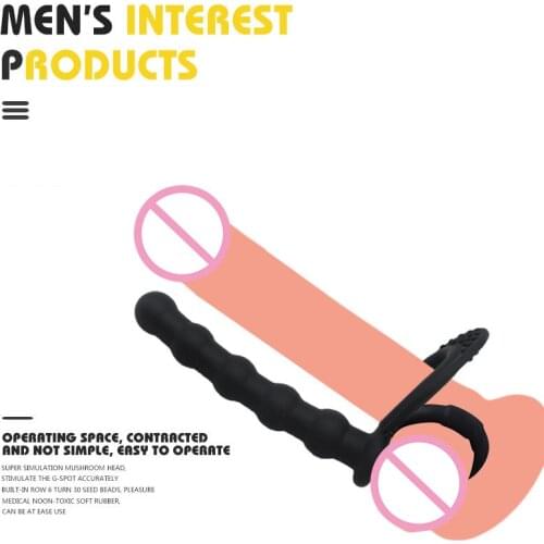 Double cock Butt penis ring Anal Beads Plug women with Sex toys for men sexual pleasure products Strapon Dildo G-Spot Stimulator